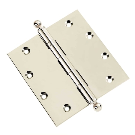 Embassy 5 x 5 Solid Brass Ball Bearing Hinge, Polished Nickel Finish Ball Tips 5050BBUS14B-1